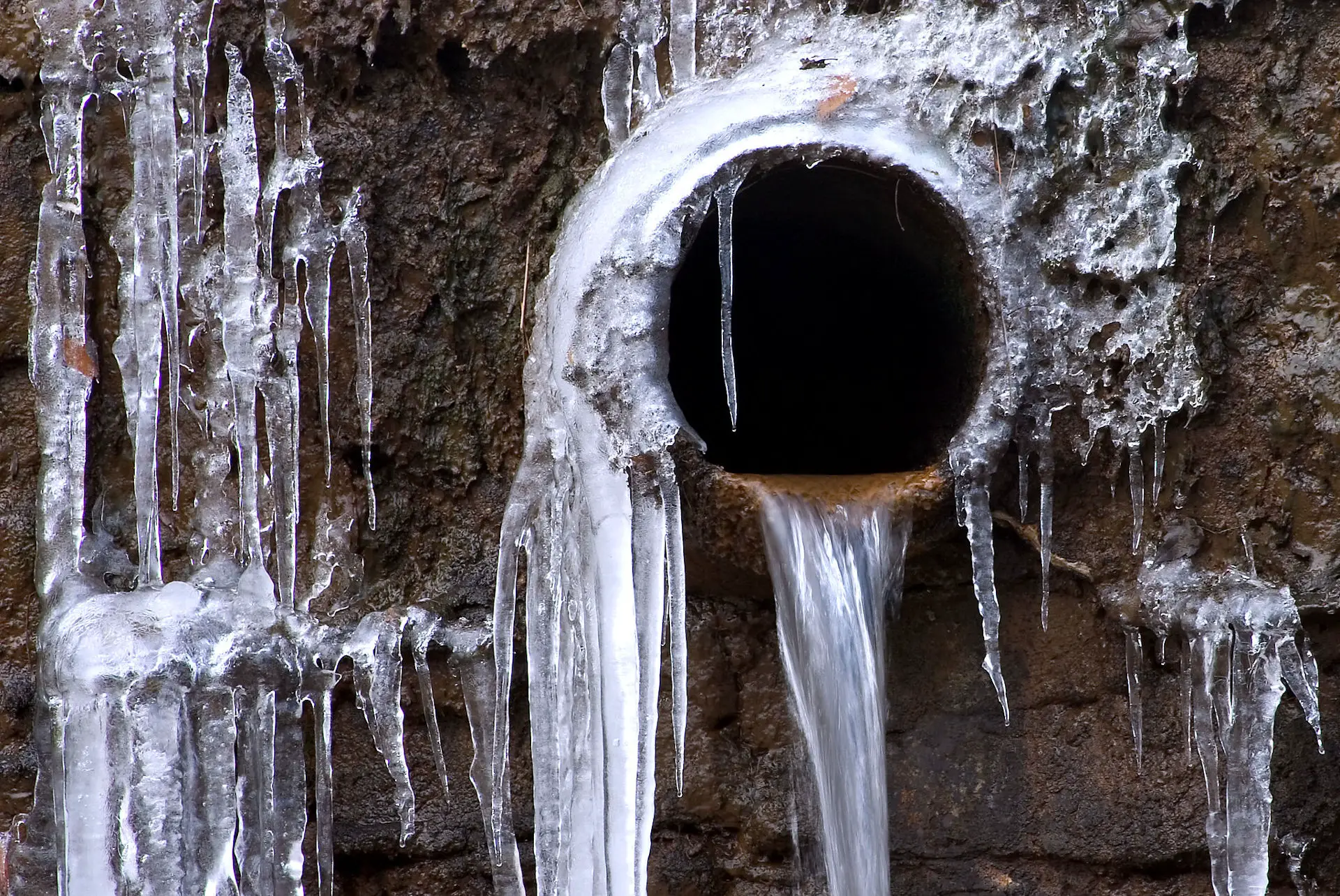 frozen pipes and icicles