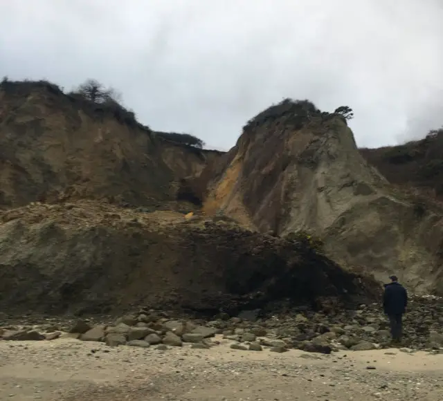 Bembridge landslide being monitored by the Coastguard
