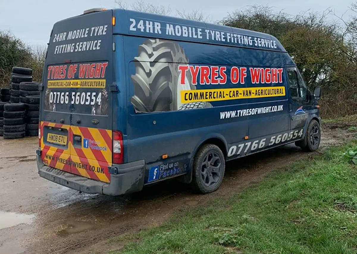 tyres of wight van clearing flytipped tyres on mottistone down