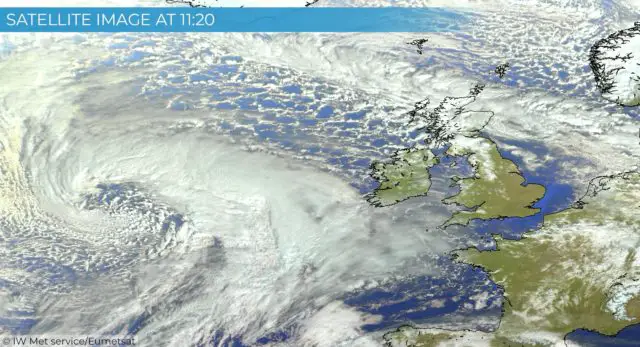 Satellite image of the weather front moving in