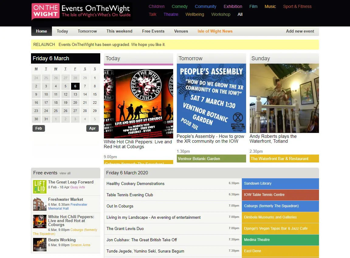 New version of Events OnTheWight site launched