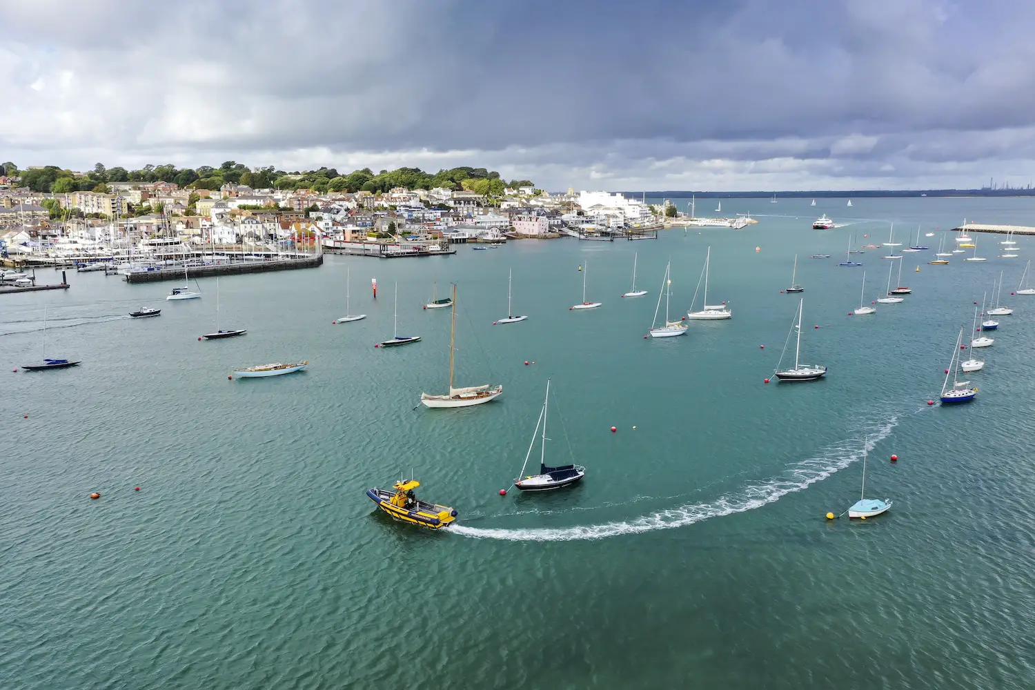 Aerial view of Cowes harbour