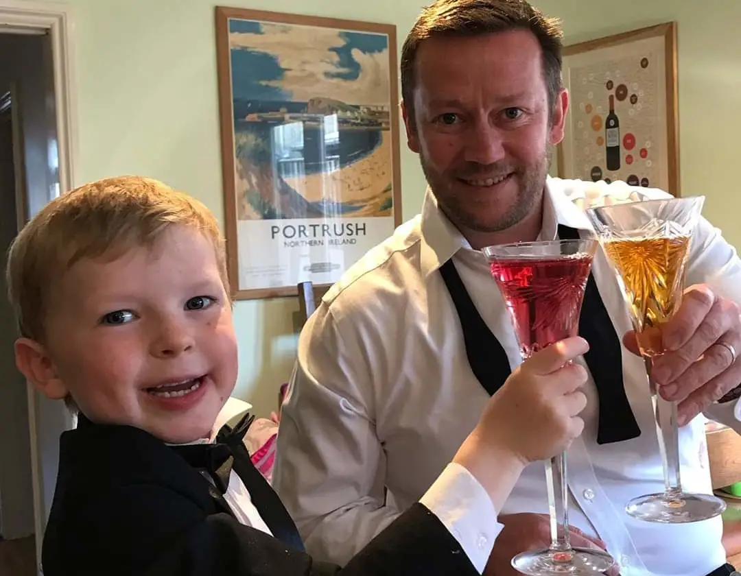 Finn and Richard enjoying a celebratory drink