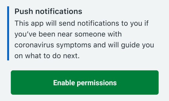 Permission for push notifications