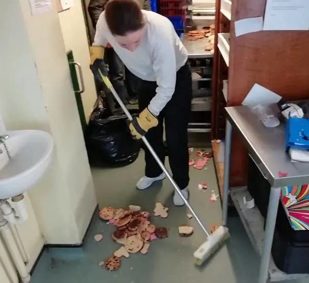 Sweeping up after the break-in