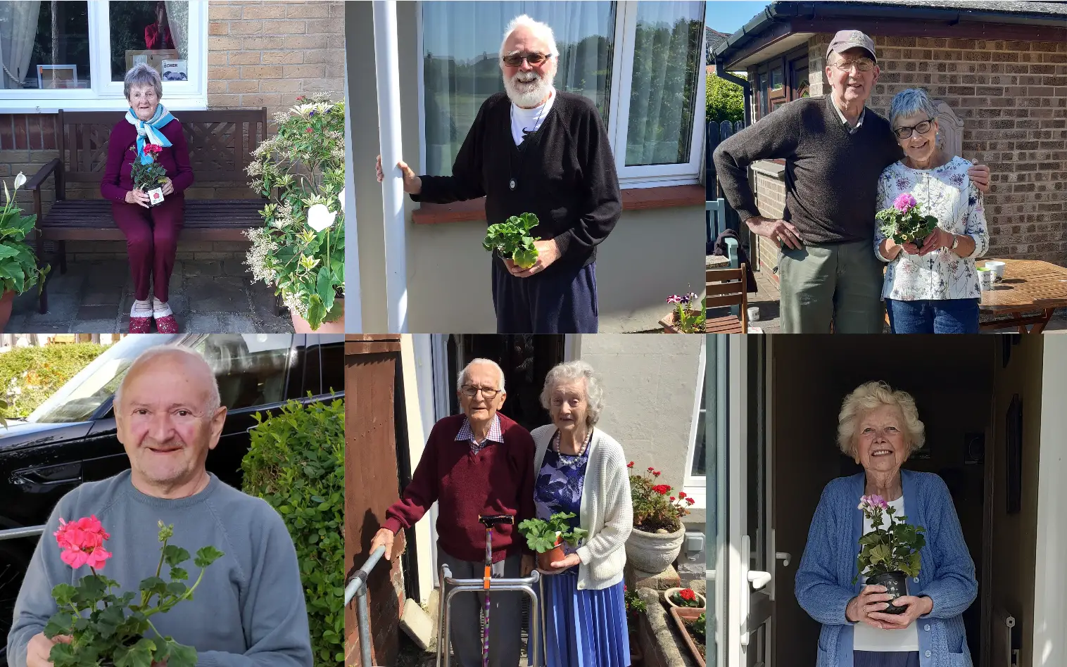 People holding their geraniums