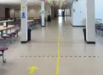 Ryde Academy arrows and lines on floor for social distancing