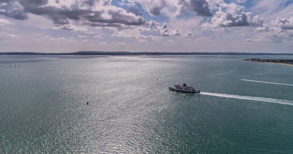 The Solent with boat crossing