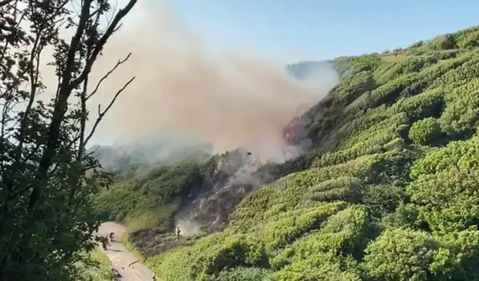Tackling the Alum Bay fire by Freshwater Fire Station