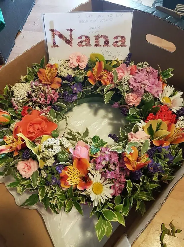 The beautiful wreath for Bethan's Grandmother's funeral