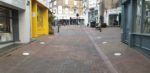 social distance dots on pavements in Cowes