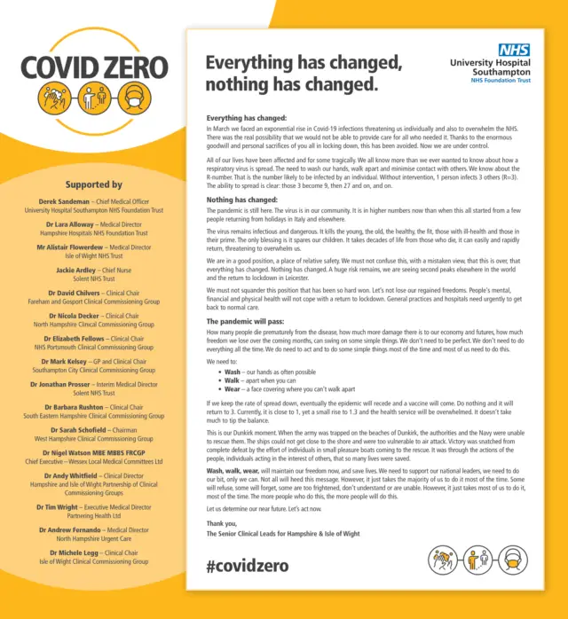 Covid Zero letter from Senior Clinical Leaders