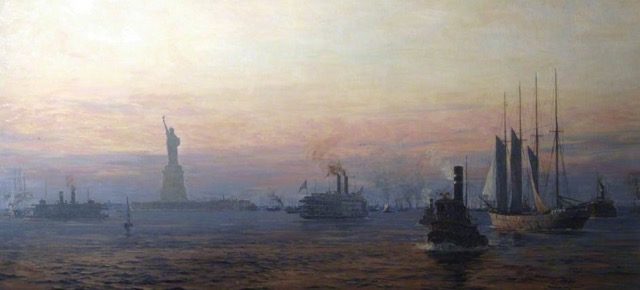‘Approach to the New World’ by marine artist Norman Wilkinson Southampton City Art Gallery Collection