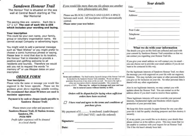 Sandown Honour Trail leaflet