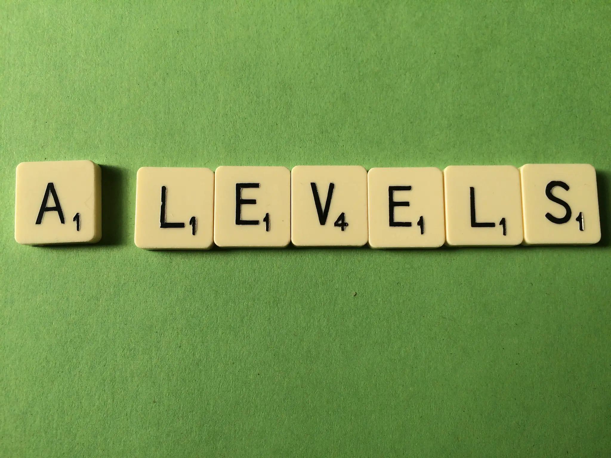 a-level result in scrabble letters