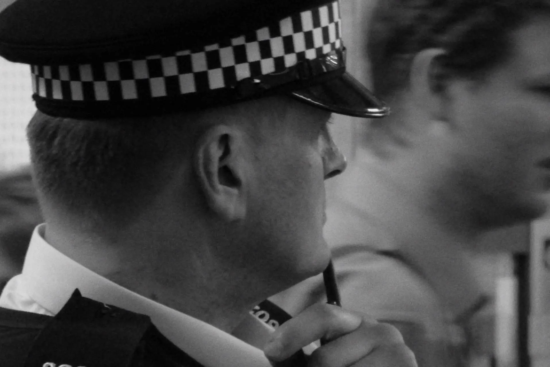 police officer (photo in black and white)