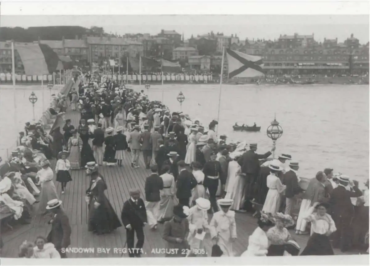 Sandown Regatta from 1905 with people on the pier