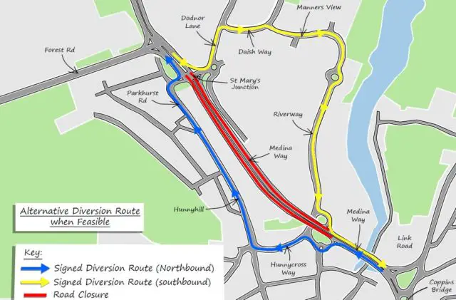 St Mary's Roadworks - Shorter route