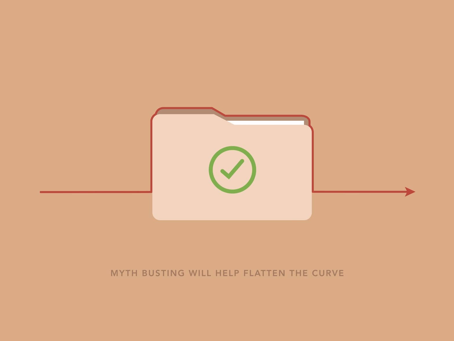 Illustration of computer folder and text - myth busting can flatten the curve