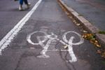 cycle lane markings on a badly made road