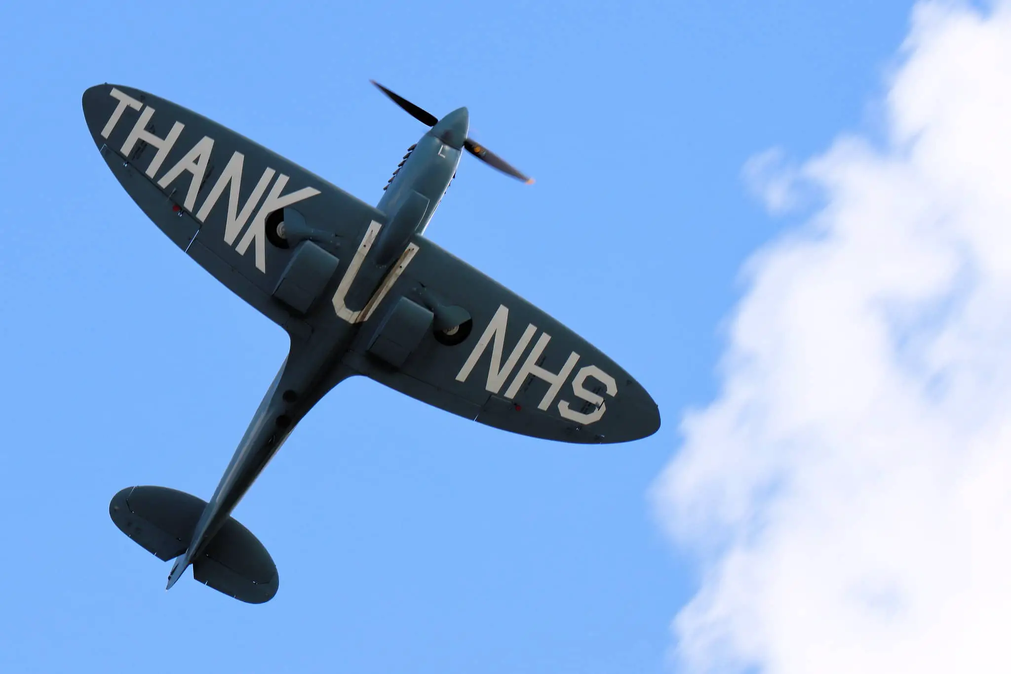 Spitfire with thank you nhs message on bottom of it