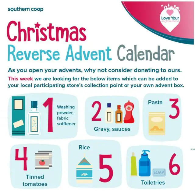 Reverse Advent Calendar poster for first week