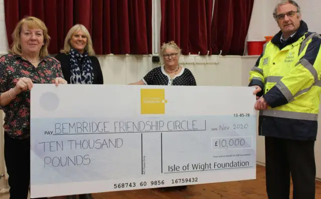 Foundation cheque presented to members of Bembridge Friendship Circle 