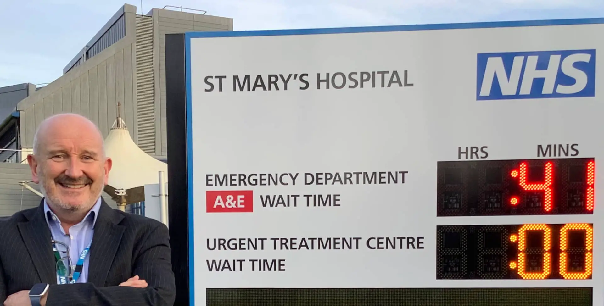Photo of Joe Smyth outside St mary's Hospital