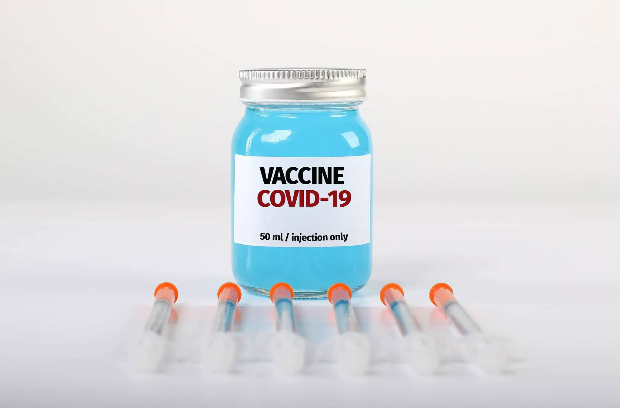 covid 19 vaccine bottle and needles