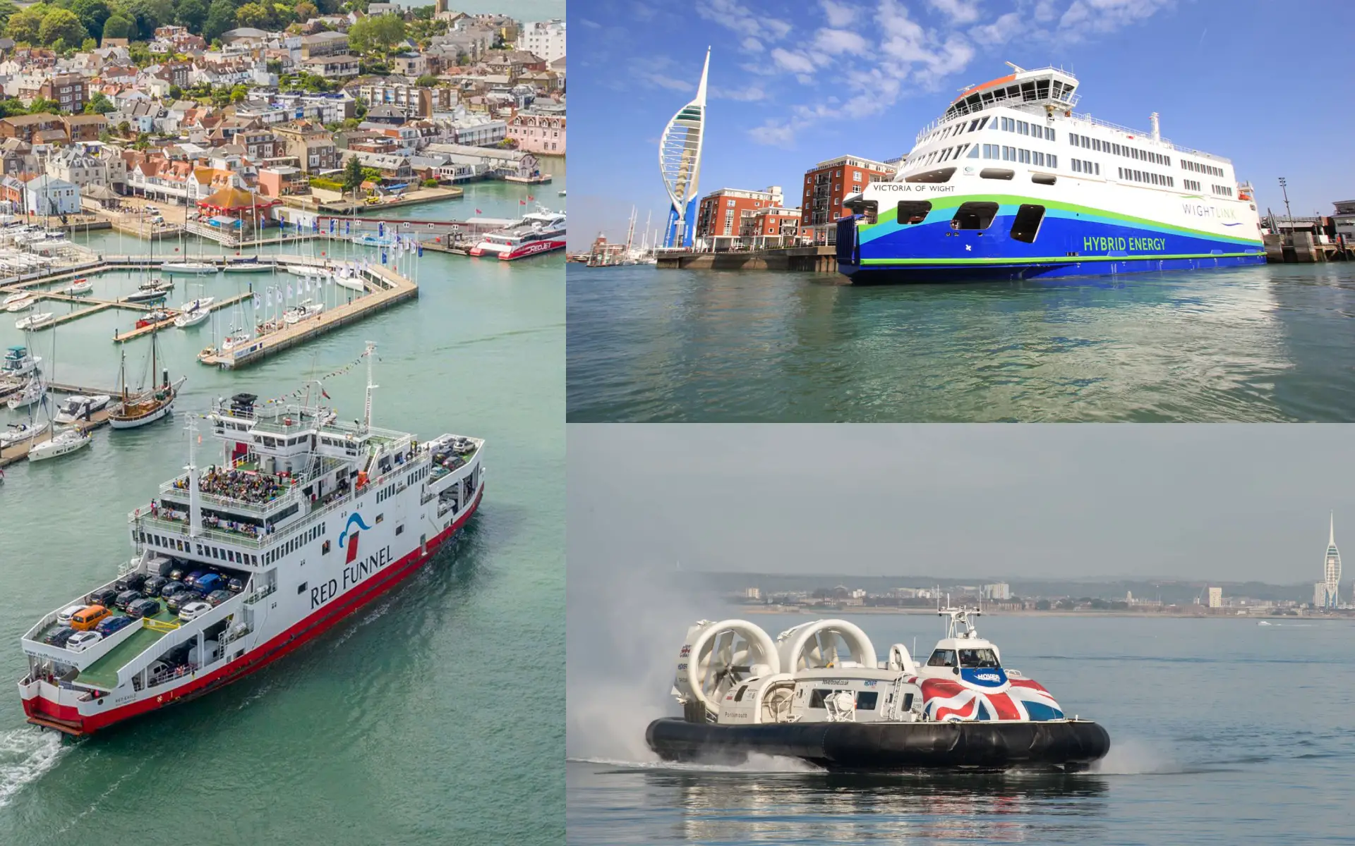 Red Funnel Wightlink ferries and Hovercraft