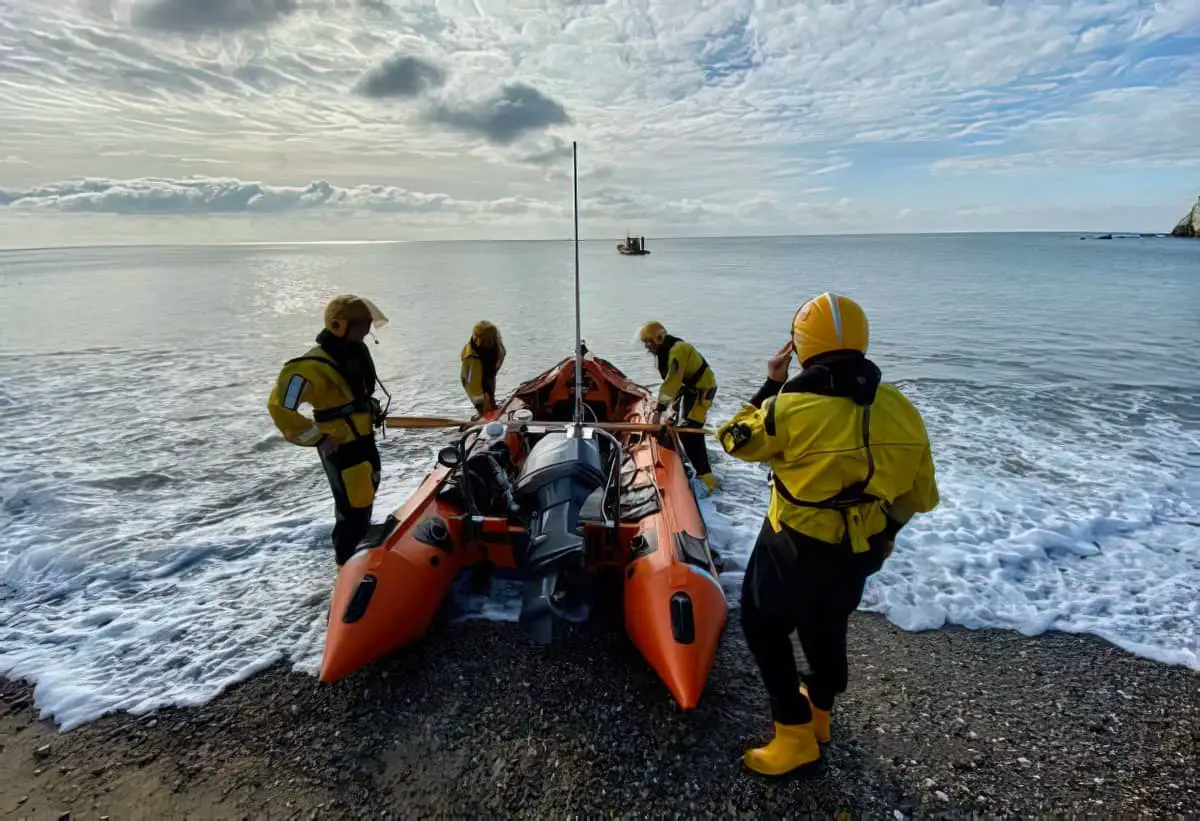 freshwater lifeboat crew preparing to go out on water