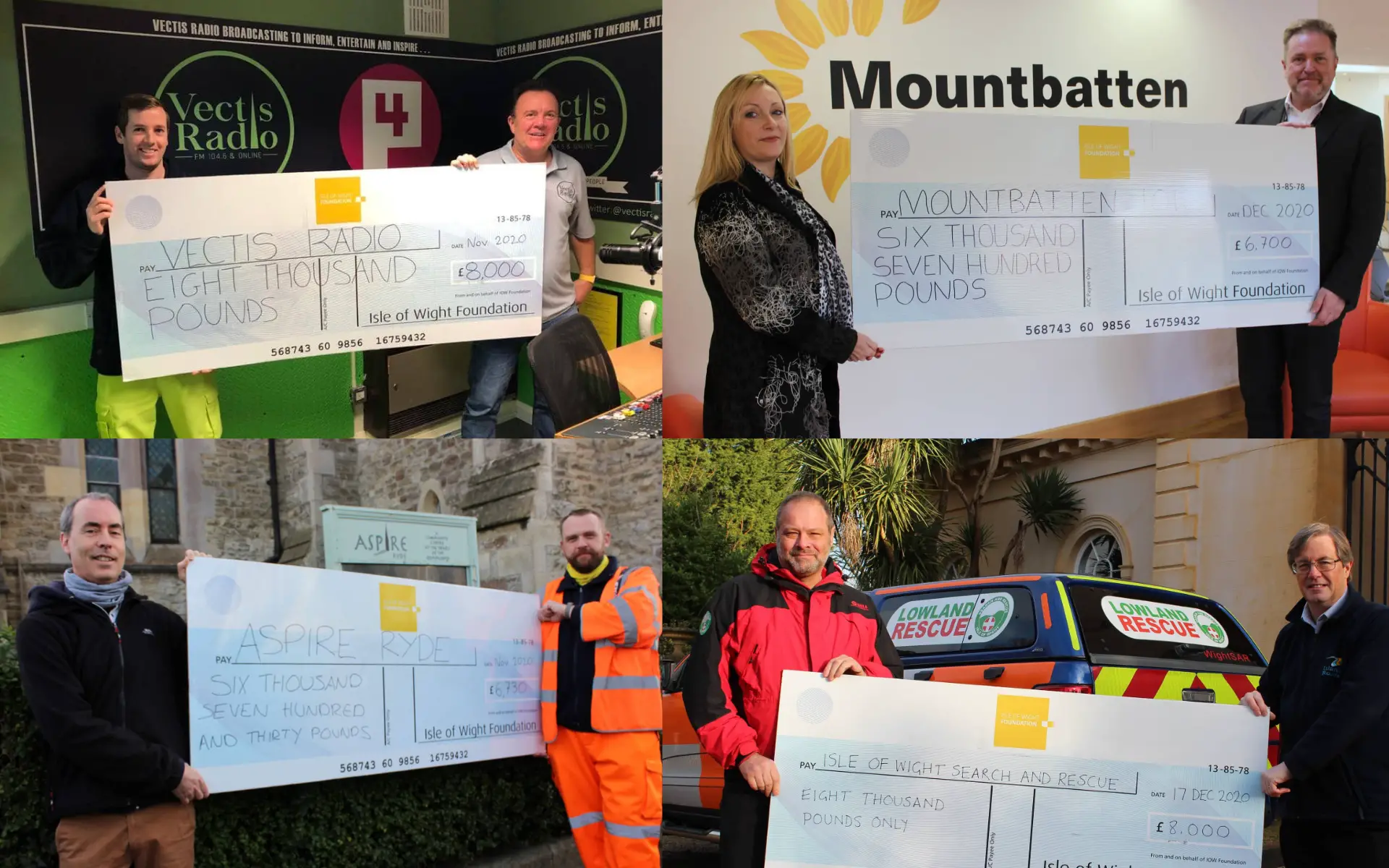 montage of island foundation cheque giving
