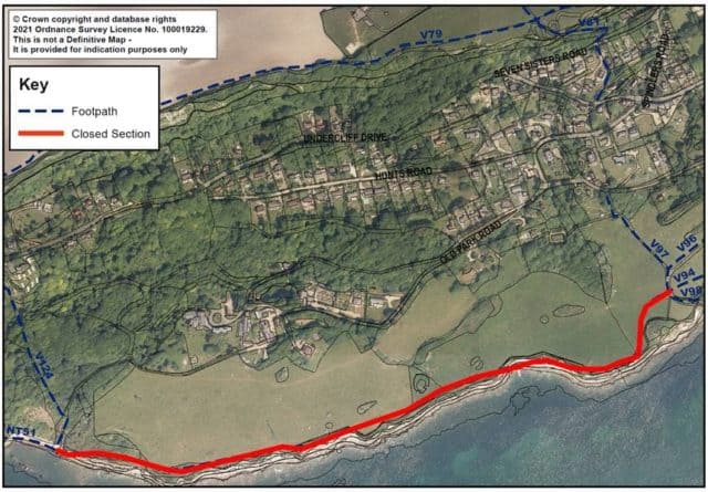 Landslips lead to footpath closures in St Lawrence