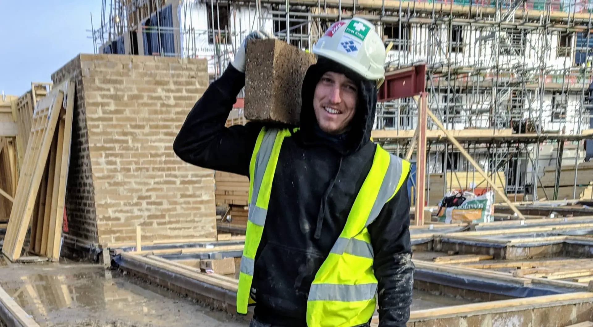 Stoneham’s Kalon Tymon works on new construction at Ryde Village in 2019