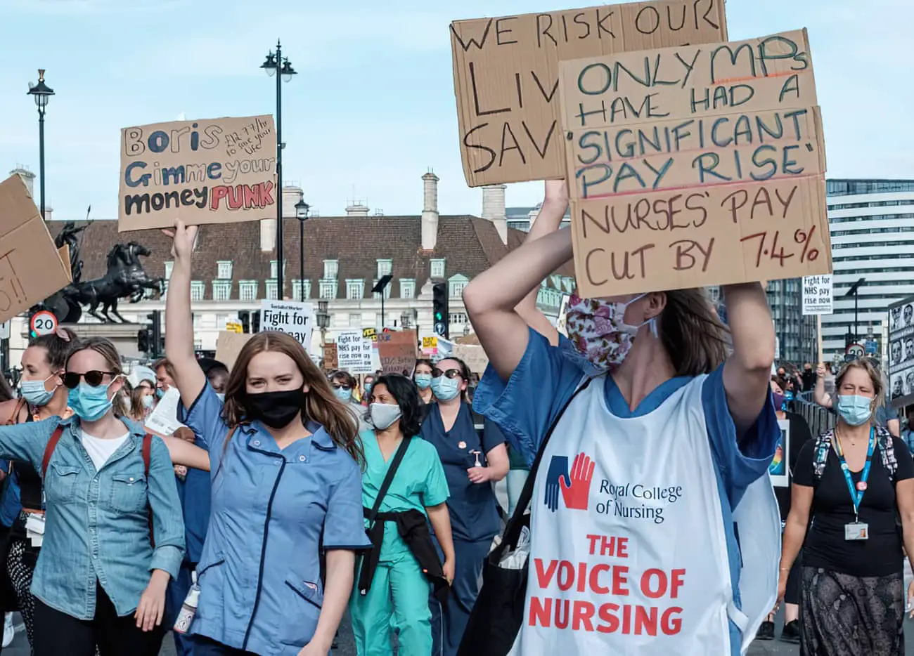 Nurses on protest march