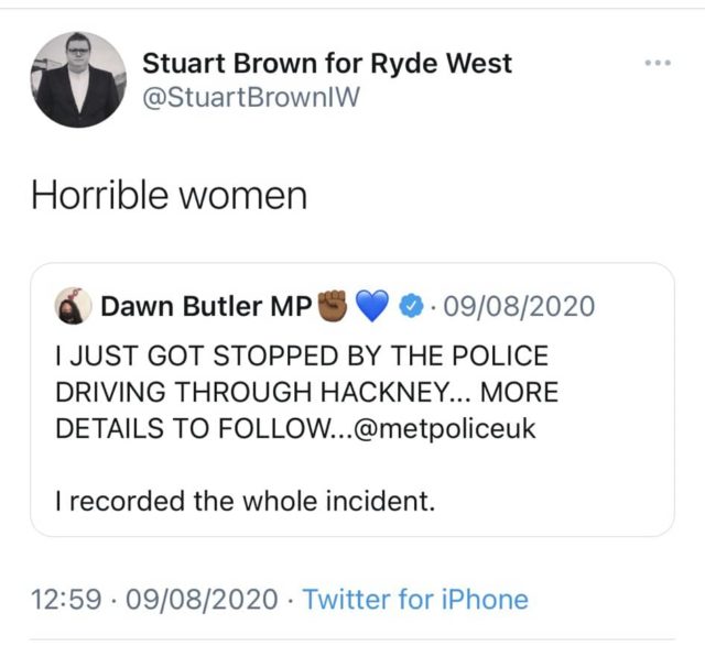 Stuart Brown Horrible Women Tweet