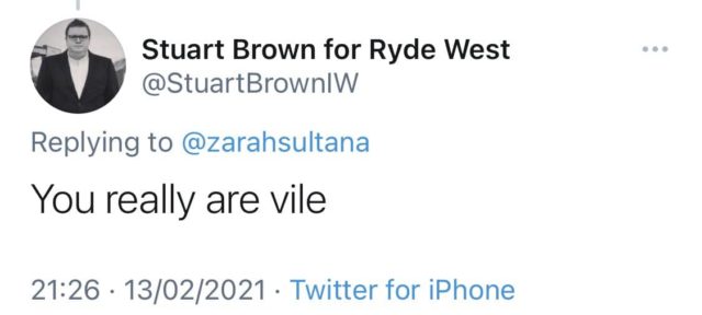 Stuart Butler 'You really are Vile' Tweet