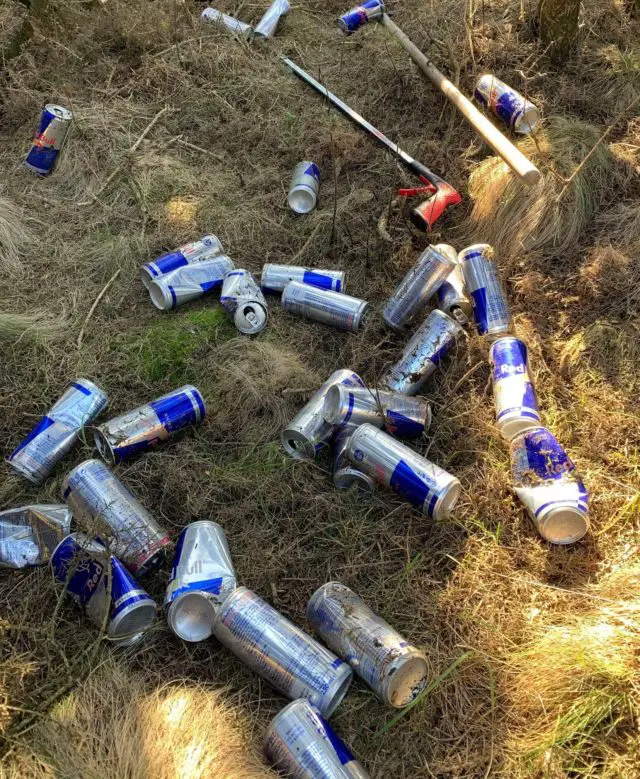 200 empty cans of Redbull were found