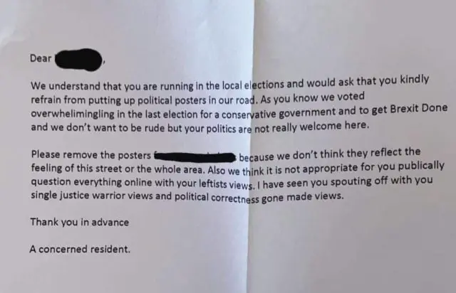 Letter to Green party supporter