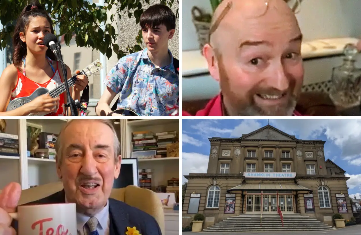 Montage of images showing Tilly and Jake, Boycie, Harper and Shanklin Theatre