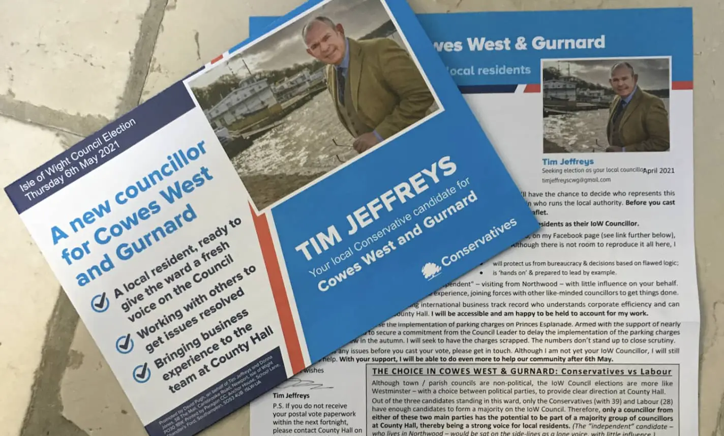 Tim Jeffreys' leaflet and letter