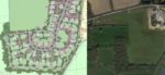 Housing plans for Shalfleet - with aerial view of warlands field