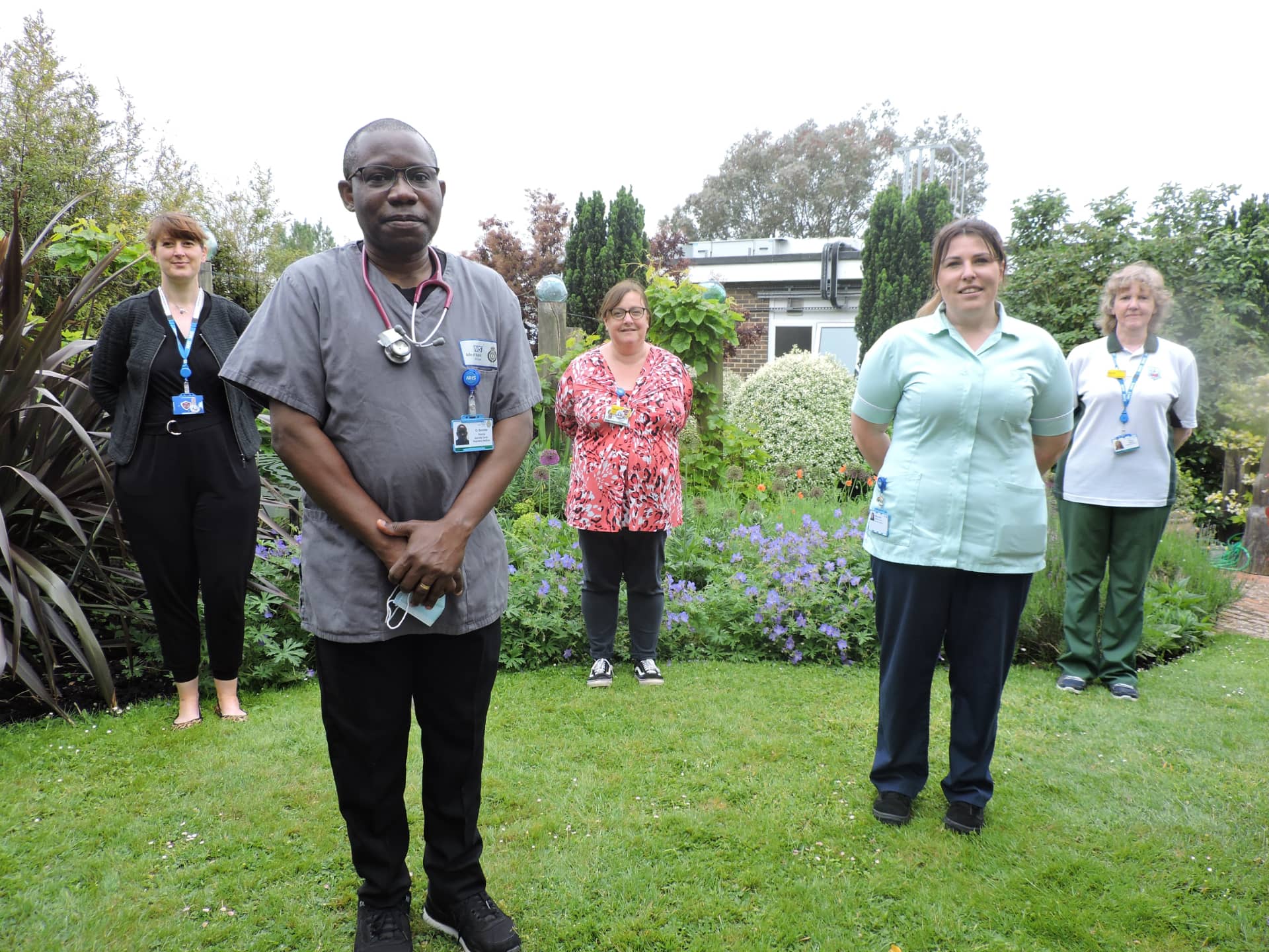 Front: Dr ADENIYI, Kirsty Large Long Covid administrator Back L to R: Dr Anna Garrett, Consultant Clinical Psychologist, Sarah Kearney, Lead Respiratory Clinical Nurse Specialist and Long Covid Lead, Maura Faulkner, Acute and Stroke Therapy Lead and Professional Lead For Occupational Therapy