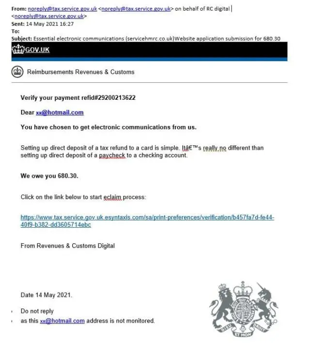 Example HMRC scam