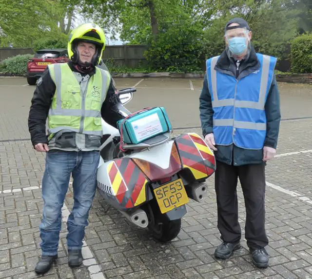 Paul Spreadbury (Pit-Stop Motorcycle Training) and Alan Taylor (Chairman of the IW Prostate Cancer Support Group)