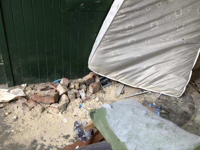 Fly tipping at the former bus station on Pier Street