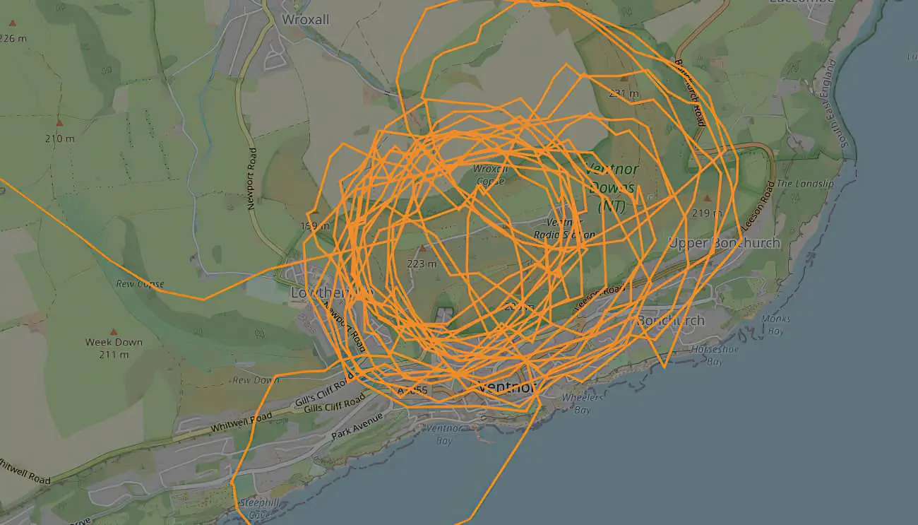 Helicopter journey tracked over Ventnor