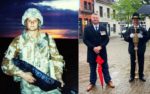 Ian Dore in Gulf War and at flag raising ceremony with OTW flash
