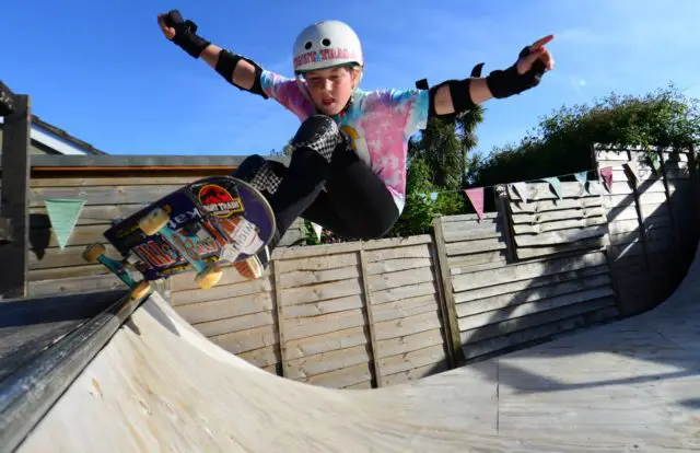 Martha Eggleton on her garden ramp skating