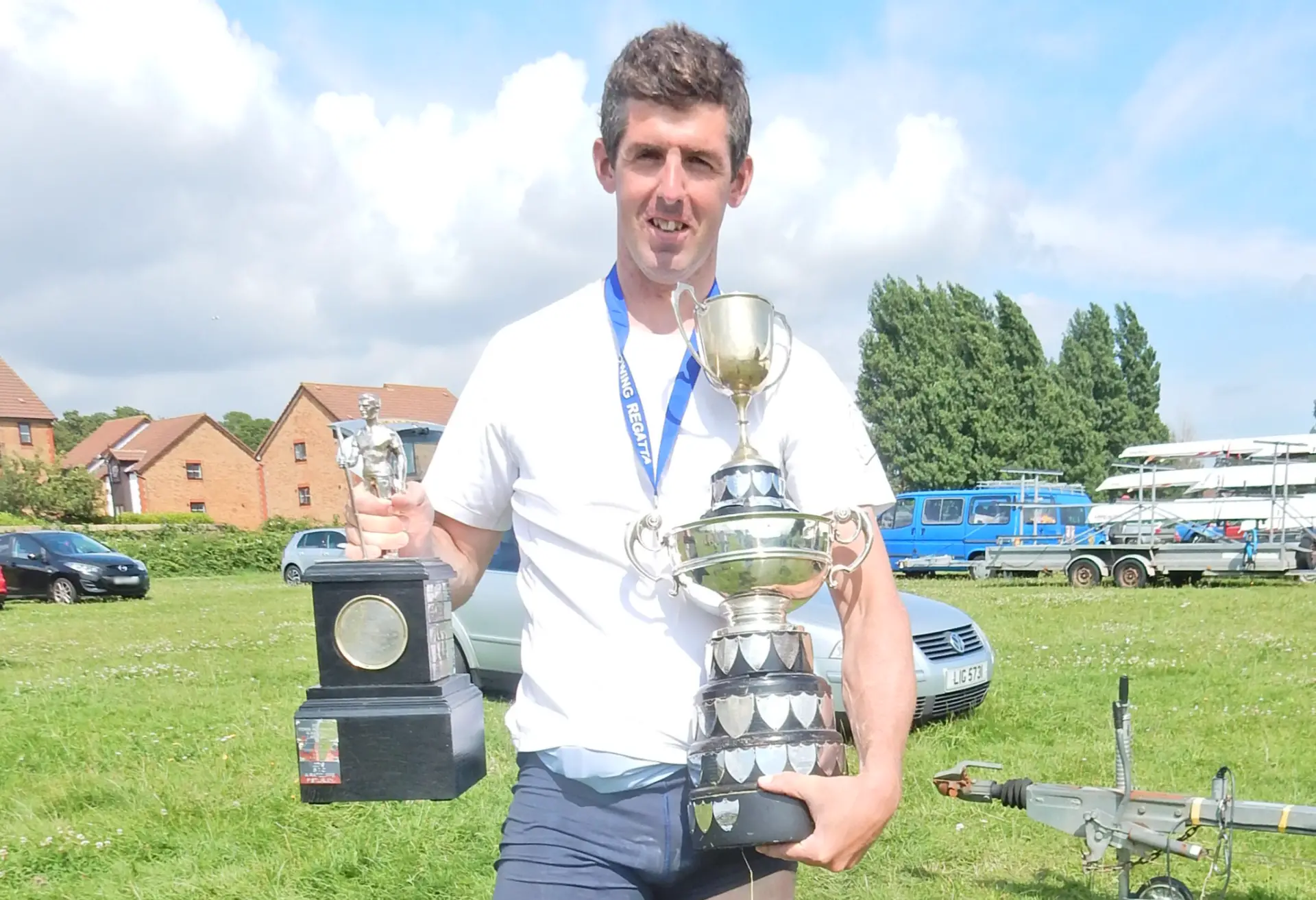 Mike Ewing - with his three Senior Men Trophies